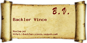 Backler Vince névjegykártya
